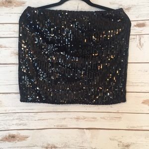 Black sequin mini skirt